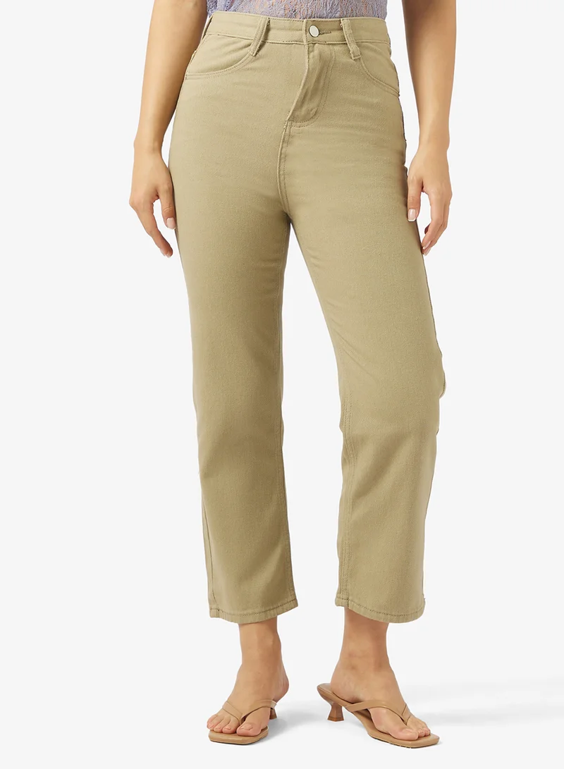 جينجر بنطال جينز بخصر مرتفع